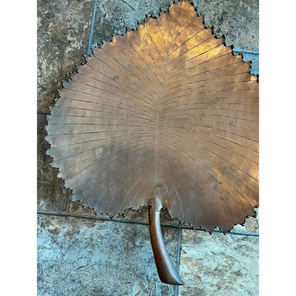 Vtg 1970's Solid Copper Hackberry Leaf Decorative Serving Dish Hand Hammered - Picture 6 of 10